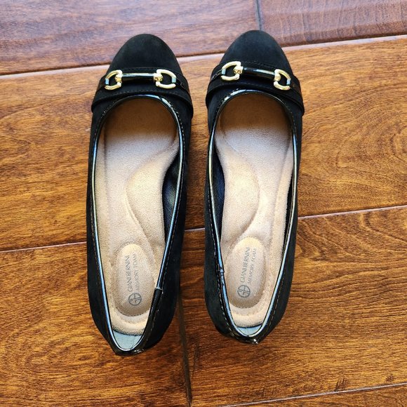 Giani Bernini Eaton Black Suede Slip On Wedge Heels - Size 6.5 - Picture 3 of 16